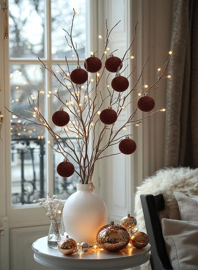 Arborus 30PCS Velvet Christmas Ball Ornaments Set, 2.36" Shatterproof Baubles for Christmas Tree Decorations, Hanging Baubles with Soft Velvet Finish for Thanksgiving Holiday Party Décor, Dark Brown - Image 5